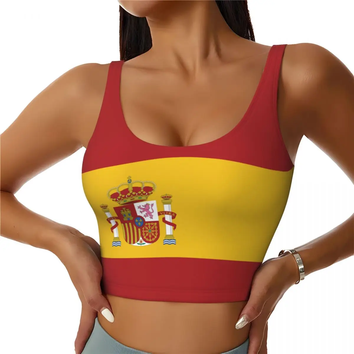 Yoga Fitness Women - Tops básicos com bandeira da Espanha