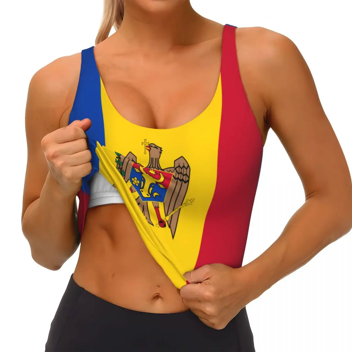 Bandeira da Moldavia Tops Bási - Yoga Fitness Women avaliação e preço