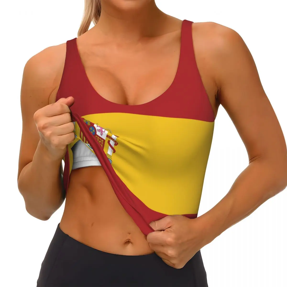 Tops básicos com bandeira da E - Yoga Fitness Women avaliação e preço